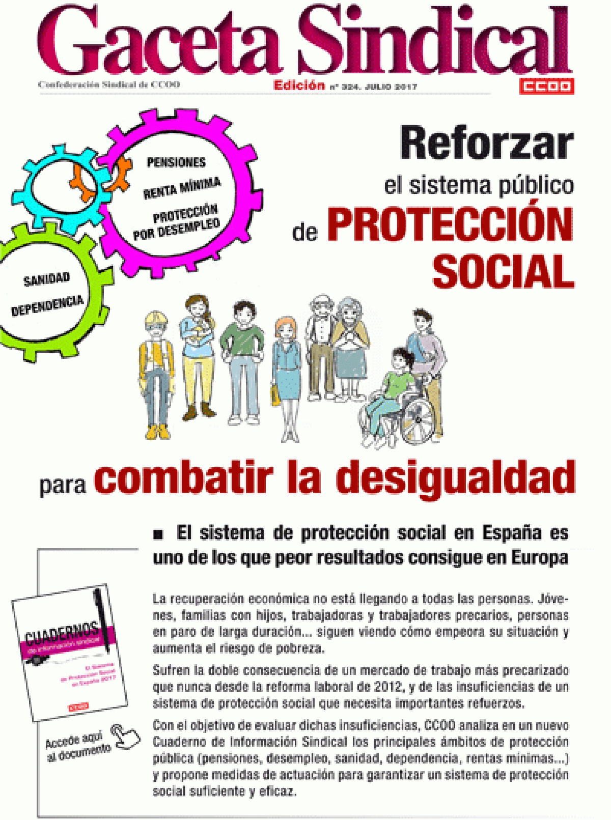 Gaceta Sindical nº 324: Reforzar el Sistema Público de Protección Social