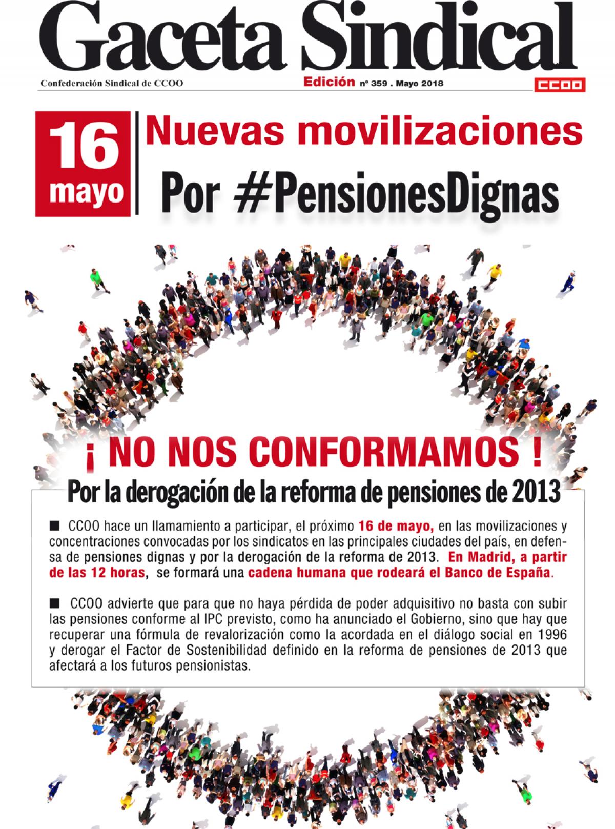 Gaceta Sindical n 359. Nuevas movilizaciones por #PensionesDignas