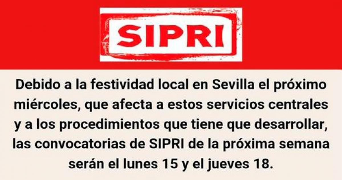 SIPRI semana del 15 al 19 de abril de 2024