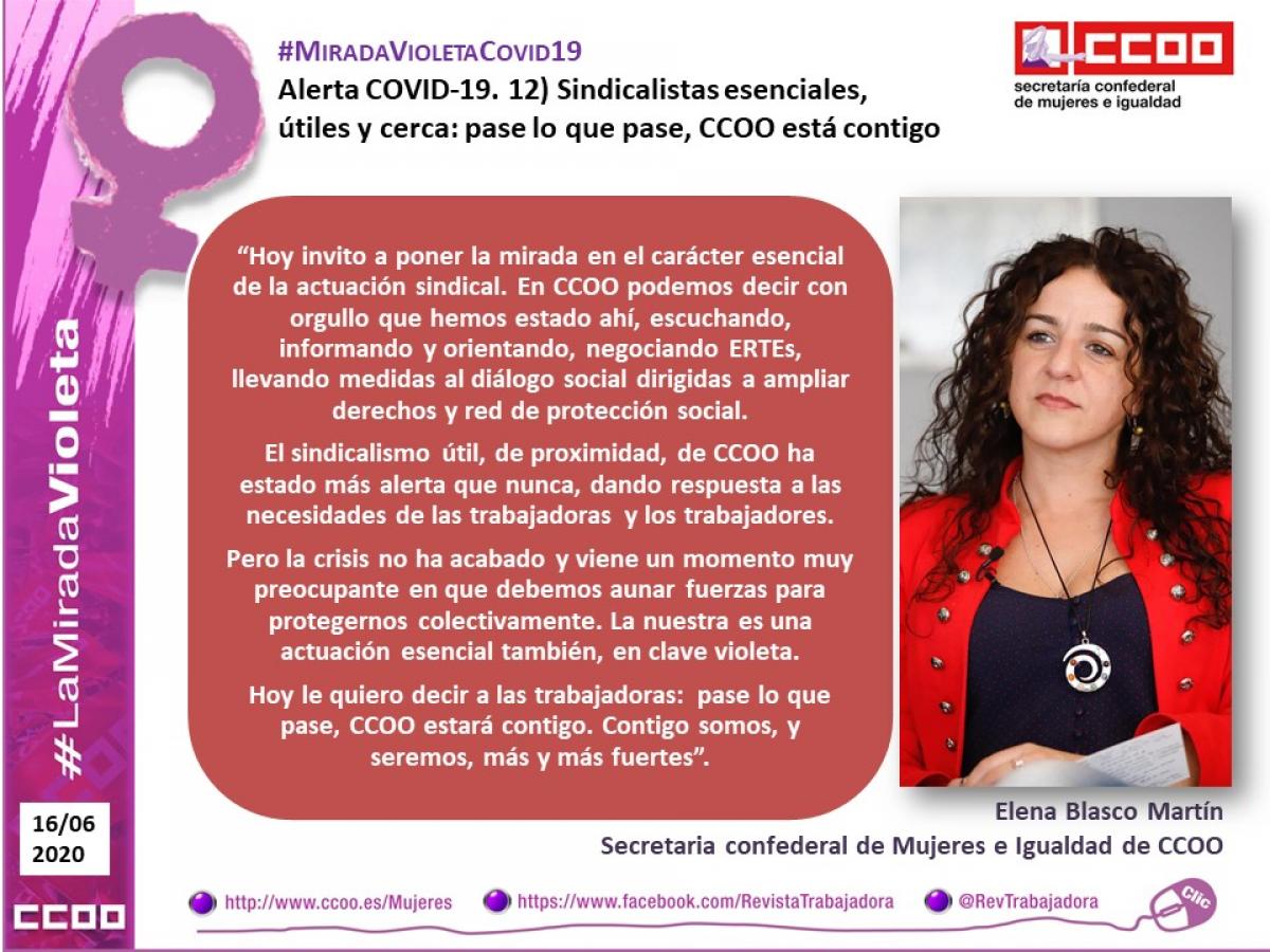 Declaraciones de Elena Blasco Martín, secretaria confederal de Mujeres e Igualdad de Comisiones Obreras.