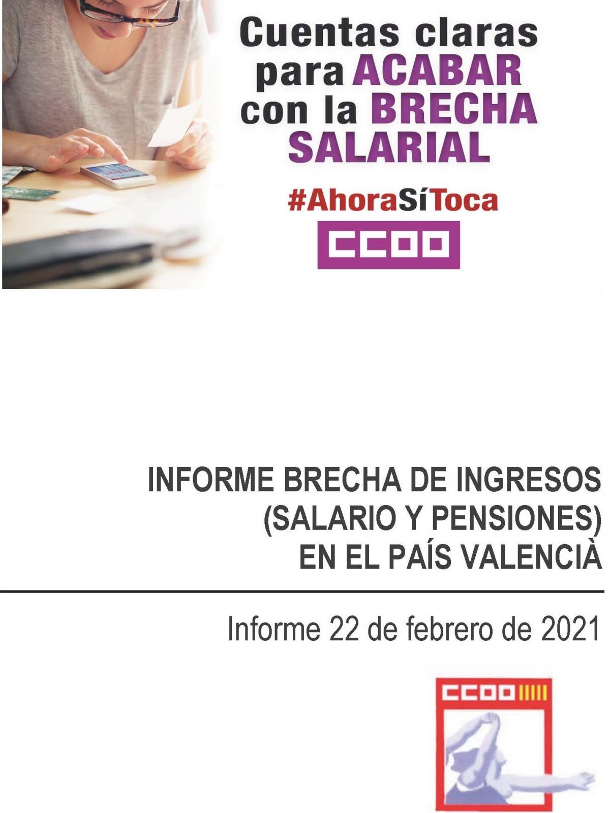 Informe brecha de ingresos (salario y pensiones) en el País Valencià.