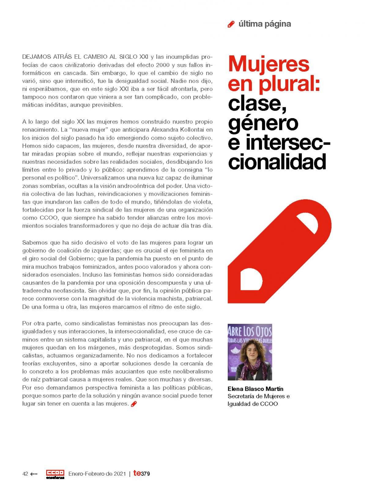 "Mujeres en plural: clase, género e interseccionalidad", de Elena Blasco Martín.