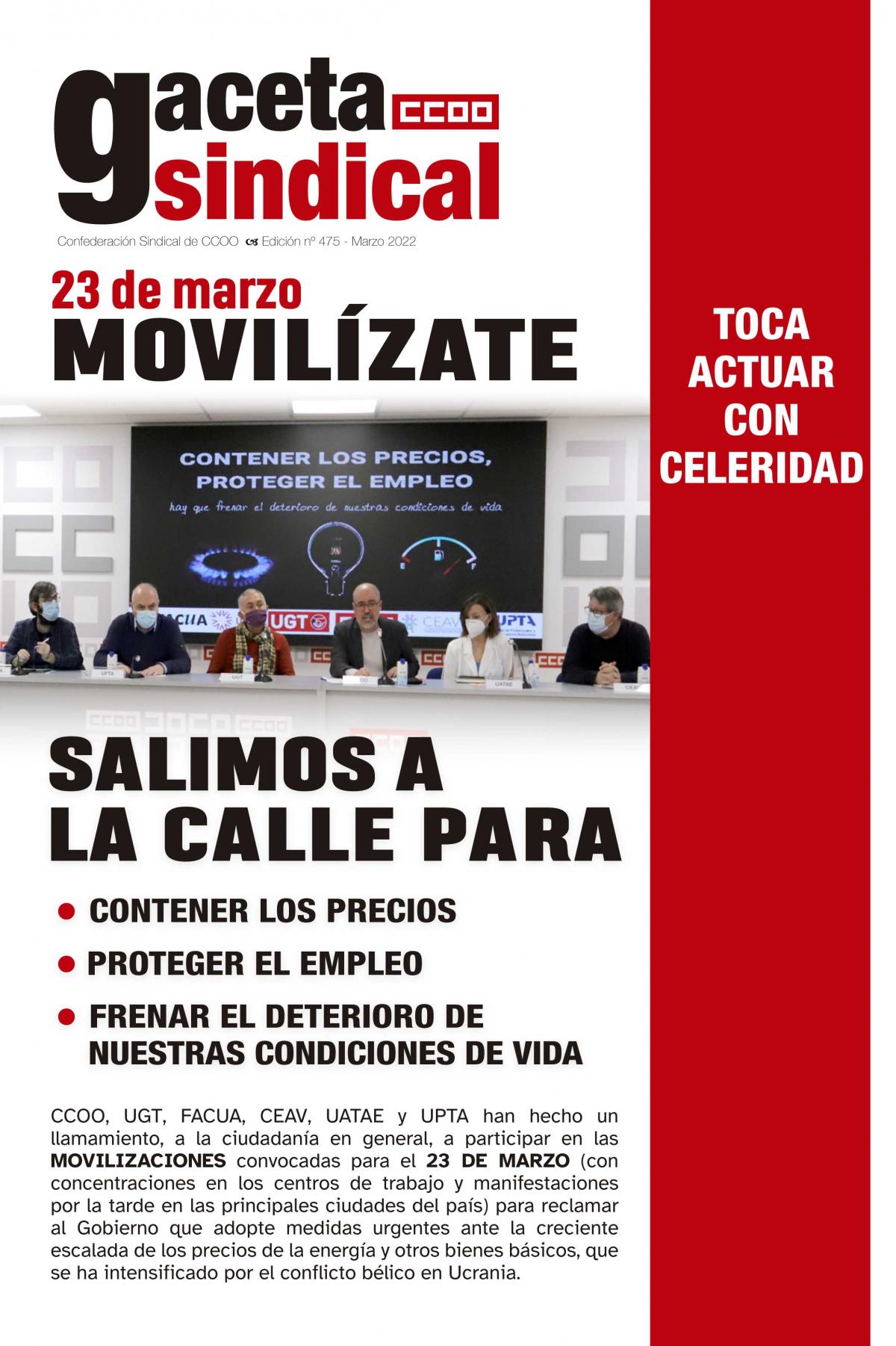 Gaceta Sindical. 23 de marzo Movilzate