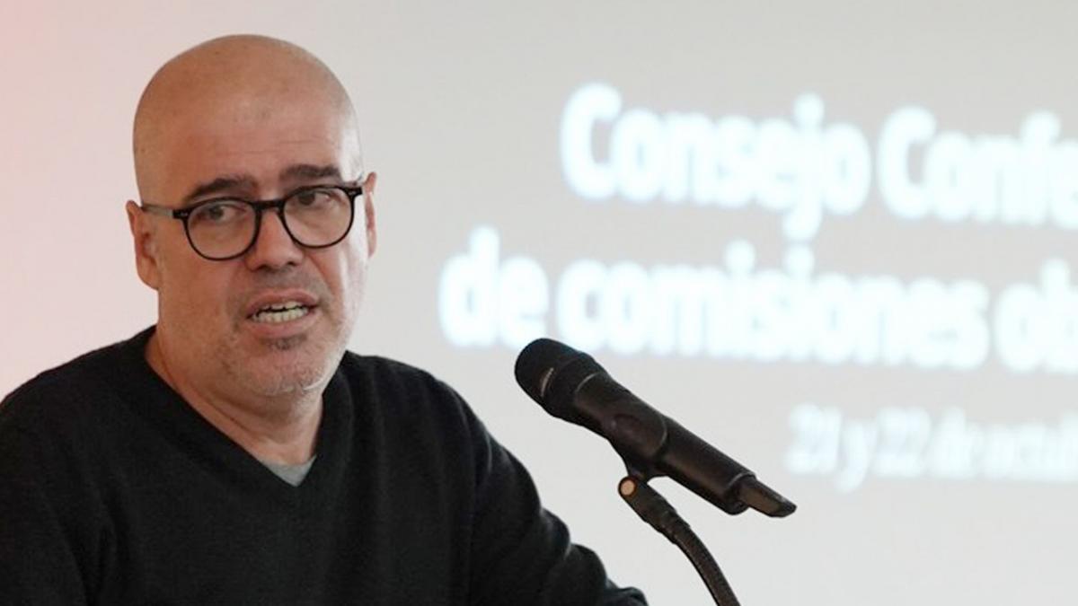 El secretario general de CCOO, Unai Sordo, durante la presentación de su informe al Consejo Confederal.