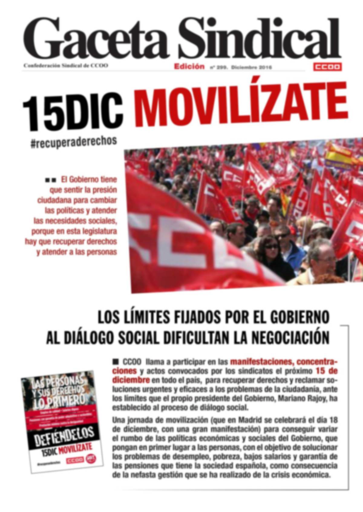 Gaceta Sindical movilizaciones 15D