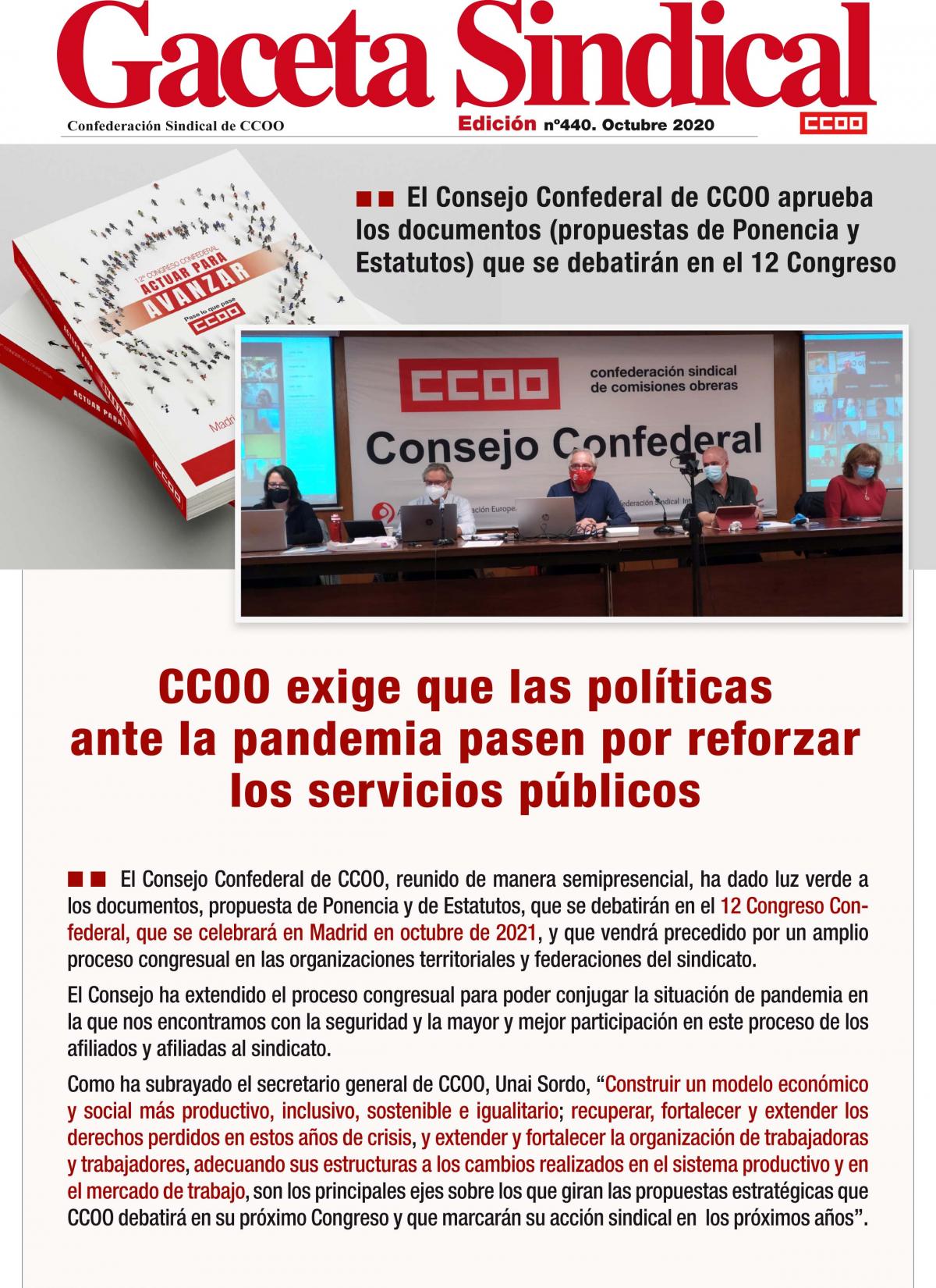 Gaceta Sindical Consejo Confederal 20 octubre