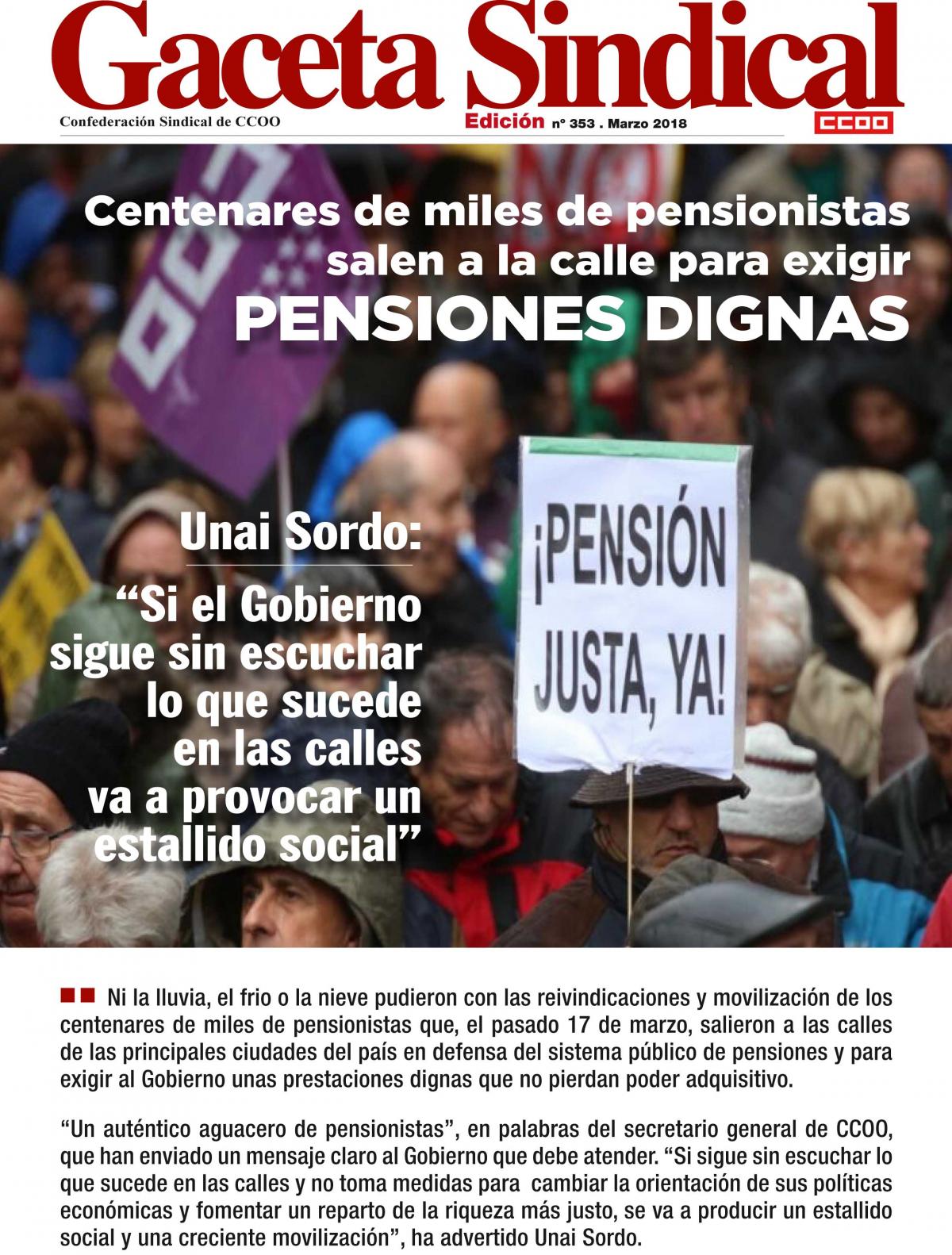 Gaceta Sindical nº 353 Manifestaciones pensionistas 17-M