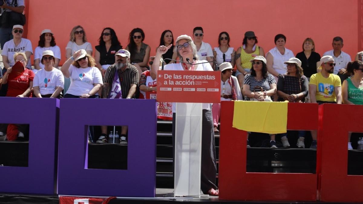 Durante los últimos meses, el sindicato ha recorrido las capitales y ciudades autónomas en un proceso de refuerzo de la acción sindical. En la imagen, la secretaria general de Madrid, Paloma López.