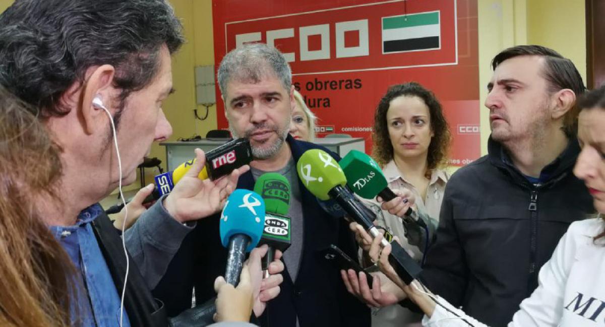 Declaraciones de Unai Sordo a los medios en Badajoz
