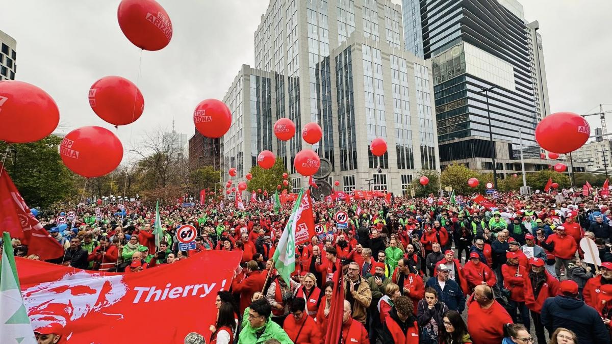Momento de la manifestación en Bruselas [Imagen de FGTB]