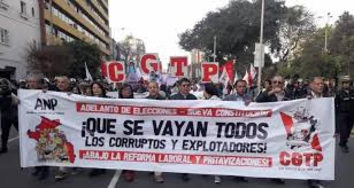 CCOO muestra su apoyo y solidaridad a las movilizaciones convocadas por la CGT de Perú en defensa de la democracia y contra la corrupción y explotación