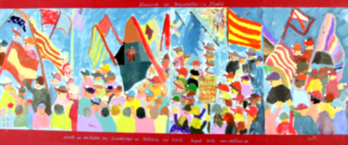 El cuadro realizado por los nios del campamento Rebell